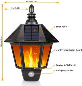 Lámpara de pared de baile parpadeante, luces solares con llama Solar, impermeable, Led, Decoración de paisaje Solar, iluminación de seguridad - Product Image 3