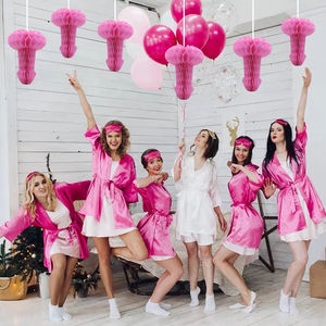 Grandes lanternes en papier nid d'abeille en forme de pénis Big Willy, style ROMANCE, promotionnelles, pour enterrement de vie de jeune fille, décoration de table, fournitures de mariage - Product Image 2