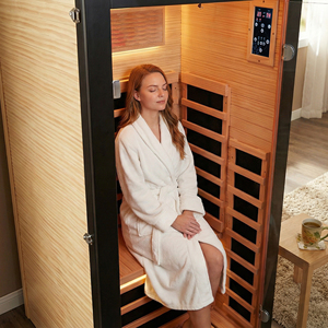 Sauna Rectangular de Madera Sólida de Pino Chileno con Panel Inteligente, 120V, Cabina de Sauna Infrarroja para 1 Persona, para Spa - Product Image 3