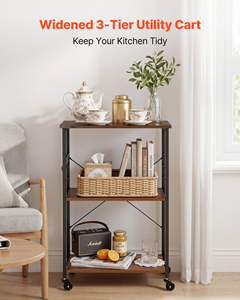 Multifunctional Kitchen <b>Storage</b> Rack Movable Rolling Cart <b>Microwave</b> Organizer Vegetable Fruit Basket Metal Dinnerware Tableware - Product Image 2