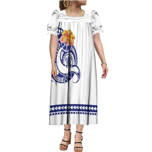 Nouvelle Robe Midi Femme Grande Taille à Col Carré et Imprimé Polynésien Hawaïen, Style Mousseline, Personnalisée Micronésienne Muumuu Mumu - Product Image 4