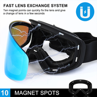 Masque de ski CE UV400 Protection Anti-buée Lentille Polarisée Magnétique Lunettes de Snowboard Sports d'Hiver Logo Personnalisé