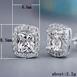Boucles d'oreilles tendance en alliage de zinc et cuivre, serties de zircons carrés et ronds, pour femme, idéales pour les soirées - Product Image 3