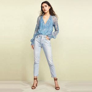 ボヘミアンプリントVネックシフォンブラウスカジュアルプラスサイズシャツ - Product Image 5