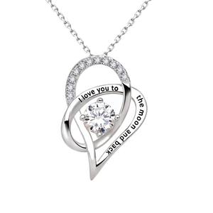 Collier Pendentif Simple en Forme de Cœur Micro-Incrusté de Zircon Sculpté Populaire pour Filles - Product Image 5