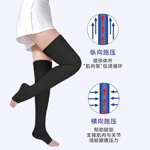 Calcetines Deportivos de Compresión con Punta Abierta, Personalizables, Transfronterizos, de Alta Elasticidad, Antideslizantes, Finos, Transpirables, Diseño por Encima de la Rodilla, con Puntos - Product Image 2