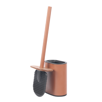 Nouvel ensemble brosse WC 2025 en bambou durable et anti-goutte avec support, brosse WC en silicone à long manche