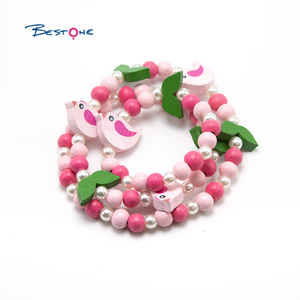 Ensemble de bijoux pour enfants prêt à être expédié, <span class=keywords><strong>perles</strong></span> <span class=keywords><strong>en</strong></span> <span class=keywords><strong>bois</strong></span> de couleurs mélangées, collier et bracelet pour enfants et filles - Product Image 4