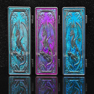 Ensemble de dés de jeu de rôle en métal 7-en-1, vert-bleu irisé vintage, avec motif de dragon sculpté à la main, dans une boîte en fer magnétique, idéal pour Dungeons & <span class=keywords><strong>Dragons</strong></span> - Product Image 5
