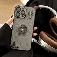 Coque pour iPhone 17 Air, design croisé tendance chromé, noir, accessoires 3D DIY, iPhone 16 15 Pro Max, cœur, 14 Plus, étui de téléphone portable