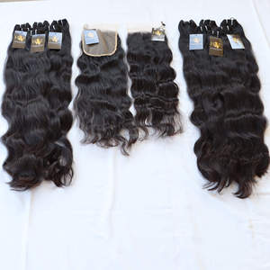 Mechones de cabello con cutícula alineada para mujeres negras, extensiones de cabello humano peruano ondulado con cierre de encaje 6x6 Hd, cabello virgen rizado sin procesar, Bund - Product Image 2