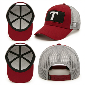 Gorra Trucker Personalizada <span class=keywords><strong>de</strong></span> 5 Paneles con Malla Perforada Cortada a Láser, Bicolor, Estilo Vintage, con Parche Bordado Personalizado, Venta al Por Mayor - Product Image 2