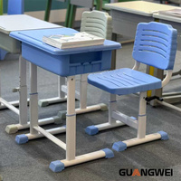 Table et chaise d'étude GUANGWEI, hauteur réglable, acier et plastique durables, bureau individuel pour élèves du primaire