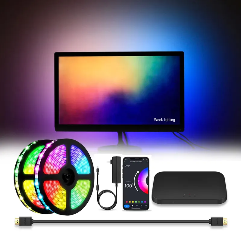 Kit de bande lumineuse LED pour téléviseur d'ambiance, écran couleur, HDMI, wi-fi, Alexa, Google, Xbox, TV
