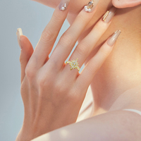 Bague Moissanite Étoile du Nord en Or Rempli 14K (1/20) avec Certificat GRA, Bijoux pour Femme, Taille/Couleur Personnalisable, 1 pièce, Dropshipping, Vente en Gros