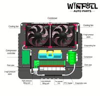 Nouveau système de climatisation de toit WINFULL 12V/24V pour camions, climatiseur de cabine de stationnement 1700W pour camions/bateaux (réaménagement)