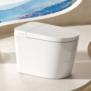 WC intelligent moderne avec chasse d'eau automatique à capteur, bidet intégré, chauffage, forme allongée, siphon en S, fonctionnement automatique, télécommande - Product Image 3