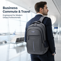 Sac à dos pour ordinateur portable professionnel unisexe 15 pouces Oxford grande capacité voyage 20-35L multi-poches fermeture éclair résistant à l'eau pour les trajets quotidiens