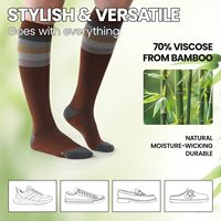 Chaussettes de compression en bambou personnalisées avec logo, 15-20 mmHg, mi-hautes, unisexes, respirantes, imprimées, pour le voyage, le sport, à compression graduelle