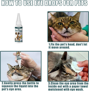 Gocce oculari a marchio privato per cani e gatti, rimuovono le tracce lacrimali, alleviano il <span class=keywords><strong>prurito</strong></span> oculare, gocce detergenti delicate. - Product Image 4