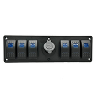 Panneau d'interrupteurs à bascule en aluminium DC12V/24V avec LED bleue 2/4/6 gang et prise d'alimentation 12V pour bateaux, camions, motos et véhicules tout-terrain