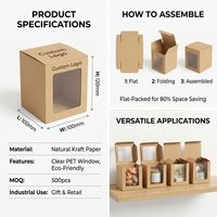 Boîte en papier kraft naturel personnalisée avec fenêtre transparente, emballage cadeau écologique, boîte de présentation pour la vente au détail, logo personnalisé