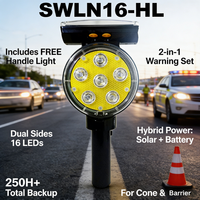 Kit de feux de signalisation solaires double face 16 LED 250H SWLN8 SWLN16HL pour travaux routiers et cônes de signalisation avec poignée lumineuse