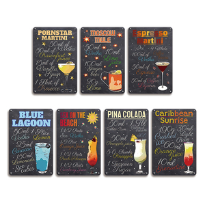Juego de Letreros Metálicos con Recetas de Cócteles Vintage, Decoración de Pared Retro para Bar, Hogar o Pub - Product Image 1