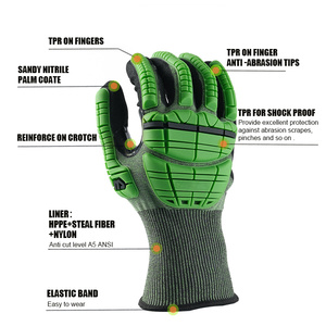 Guantes de Trabajo EN388 Resistentes a Cortes, con Protección Contra Impactos TPR, HPPE, Recubrimiento de Nitrilo Arenoso en la Palma, Impermeables, de Seguridad - Product Image 1