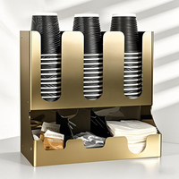 Café Accessoires Commercial En Acier Inoxydable En Plastique Tasse Couvercle Distributeur Café Lait Thé Magasins Bar Comptoir Organisateur 6 Grilles