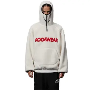 Finch Garment 1/4 zip sherpa hoodie oversized custom chenille cotton fleece 300 gsm hoodie