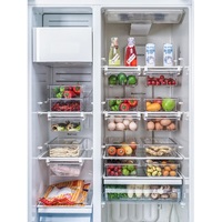 Organisateur de réfrigérateur pour aliments, séparateur de tiroir suspendu réglable en plastique PET transparent pour cuisine, 8 compartiments
