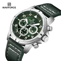 Montre pour homme NAVIFORCE, style outillage, quartz, acier inoxydable de luxe, bracelet en cuir, aiguilles lumineuses, chronographe, grand cadran