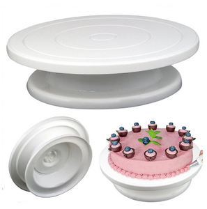 Z828 DIY Cookies Pan Baking Tool Plastic Cake Plate Turntable Rotating Anti-skid Round Cake Stand Cake Decorating Rotary Table