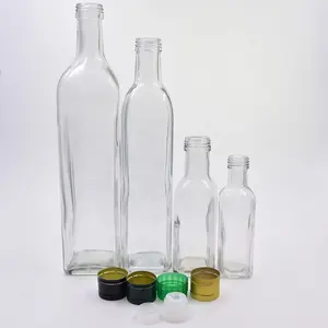 100ml 150ml 500ml 750ml klare quadratische leere olivenöl glas flasche für küche sojasauce essig spender Öler menage mit deckel