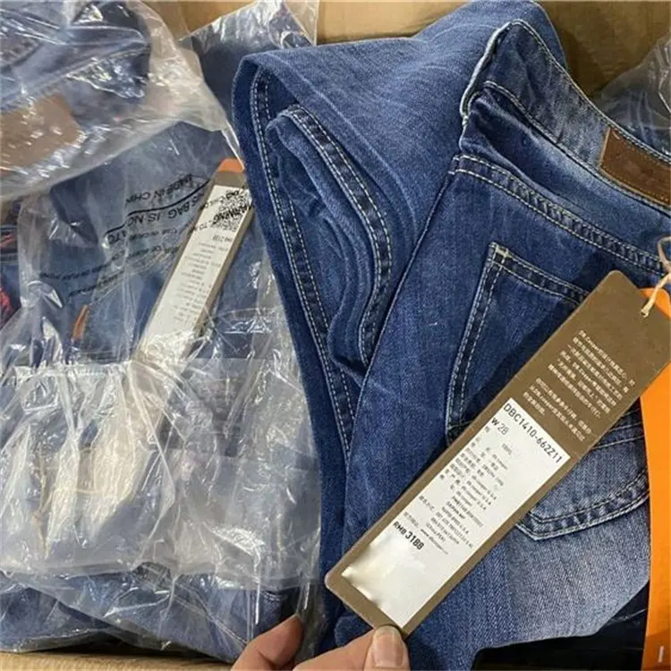 leftover surplus garment stock clearance Fashion apparel Stock second-hand mens denim jeans Wholesale in stock
