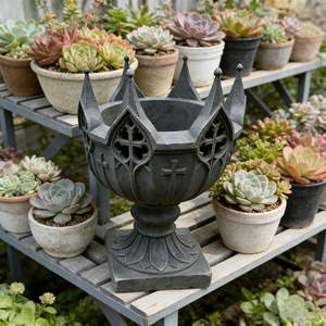 Maceta de Resina con Diseño de Corona Gótica, Estilo <span class=keywords><strong>Castillo</strong></span> Francés, para Jardín de Rosas, Hecha a Mano y Pintada a Mano - Product Image 4