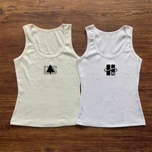 Women Clothing Manufacturer Wholesale Ribbed Women Tank Top High Quality Custom Logo Woven Label Fitted Elastic Cotton Tank Top - Product Image 5