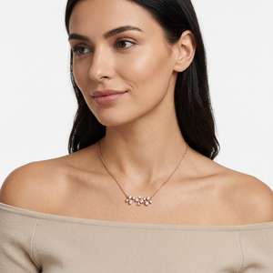 Moissanite <b>Cluster</b> Pendant Necklace 925 Sterling Silver Floral Station Necklace Dainty Bridal Fine Jewelry for Women Wholesale - Product Image 5