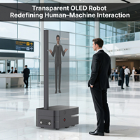 Affichage numérique mobile transparent à écran tactile OLED AI 1920x1080 pour la publicité et la signalisation aéroportuaire
