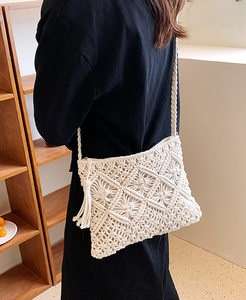 Borsa a Tracolla Singola in <span class=keywords><strong>Macramè</strong></span> Fatta a Mano, Pochette all'Uncinetto, Design per Borsa da Spiaggia - Product Image 4