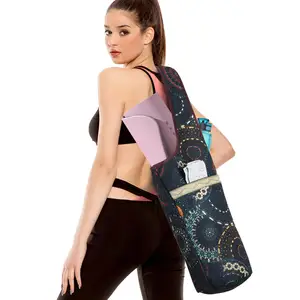 00% organik çevre dostu pamuk taşıma tuval spor Yoga Mat çanta ile özel Logo toptan Yoga minderi çanta