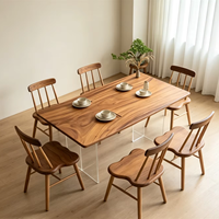 Hochwertiger Designer-Esstisch aus Massivholz Walnuss mit Acryl-Tischbein Maßgefertigtes Bein für Wohnzimmer Esszimmer Hotel