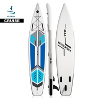 SUP 380*81 Ice-Blue Cruiser PVC Planche de paddle gonflable extra-longue pour adultes, usage familial, rapide, stable et équilibrée