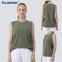 Kuenzi - Camiseta sin mangas para mujer, 100% algodón, 230GSM, de alto gramaje, lisa, con logotipo personalizado, estilo vintage lavado y desgastado, para streetwear, venta al por mayor