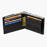Dompet Terbuka untuk Pria Desain Bahan Kulit Kork Ramah Lingkungan Penyimpan Kartu Depan Terbuka Digunakan untuk Dibawa di Kanto