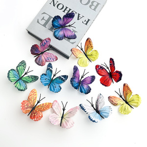 Fleurs artificielles papillon en tissu coloré, diamètre 7.5cm, matériaux pour épingles à cheveux, accessoires de photographie de mariage, décoration de la maison - Product Image 1