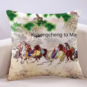 New Chinese horse to success back living room mahogany sofa eight jun figure double-sided pillow sleeping cushion wholesale