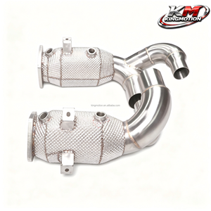 KM SS304 High Flow Front Downpipe for Porsche 911 Carrera <strong>991</strong>.2 3.0T 2016-2017 with Catalytic Heat Shield - Product Image 1