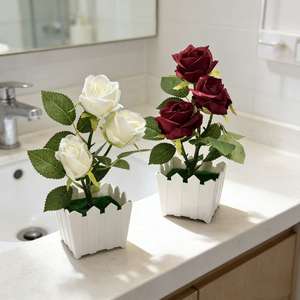 กระถางต้นไม้กุหลาบประดิษฐ์แบบใหม่ ตกแต่ง<span class=keywords><strong>ร้าน</strong></span>กาแฟและโรงแรม - Product Image 4